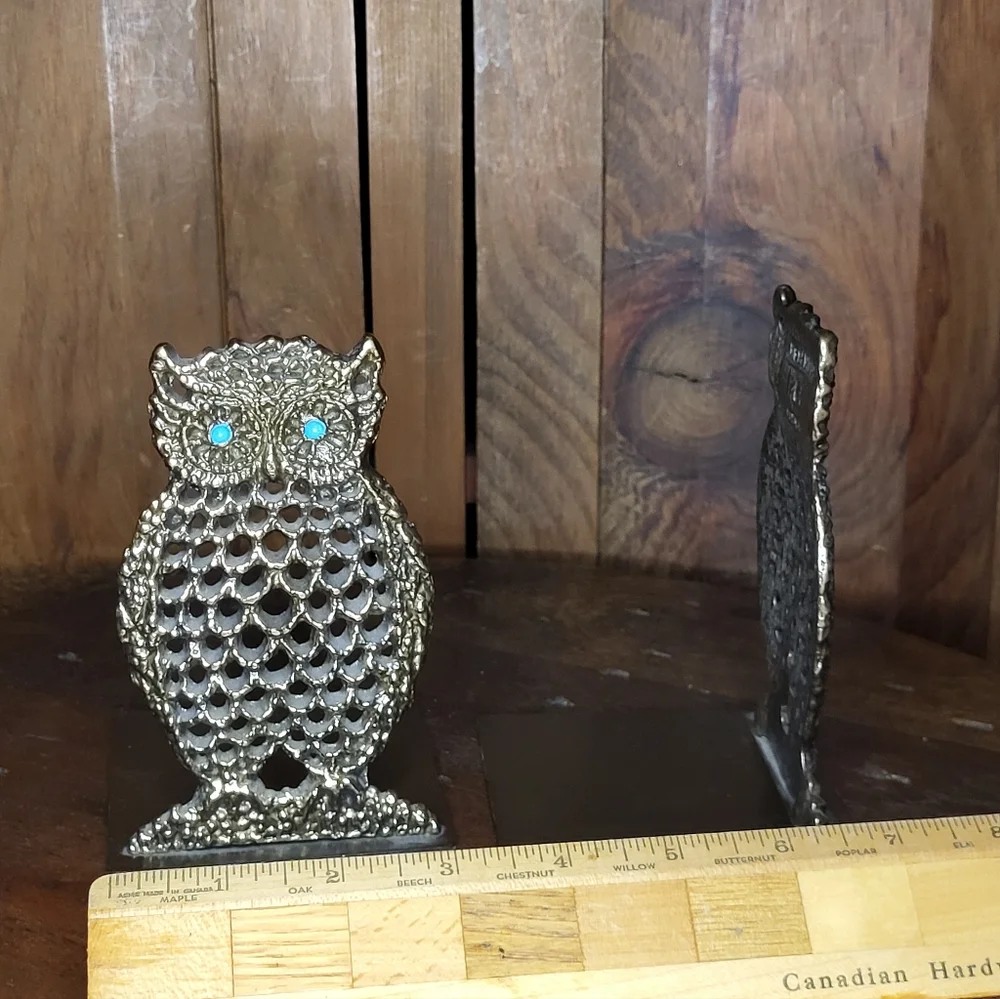 Gold Tone Owl Bookends - Picture 6 of 15